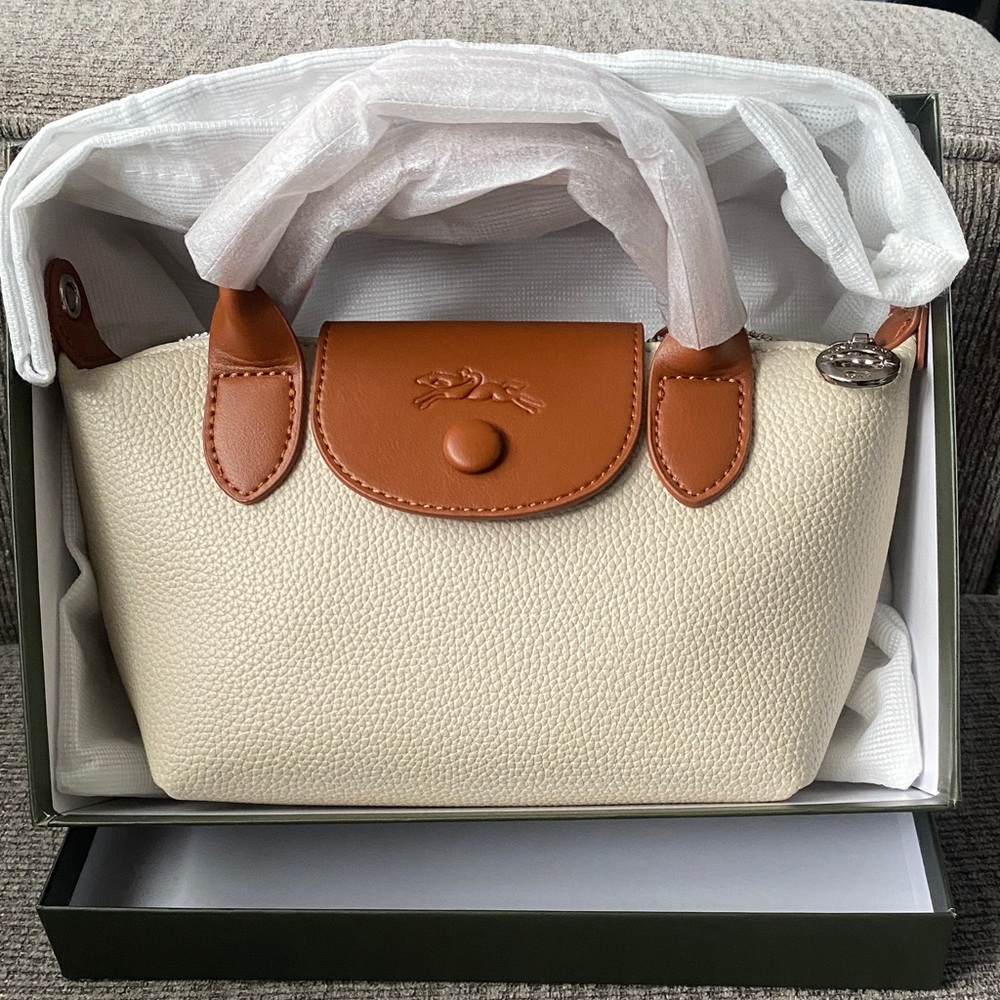 Longchamp Cream and Tan Tote Bag